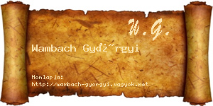 Wambach Györgyi névjegykártya